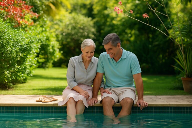 Couple over 50 relaxing at a longevity health check-up retreat in Bangkok